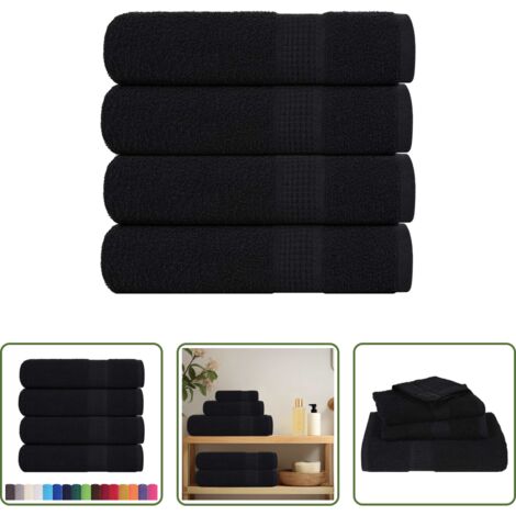 vidaXL Asciugamani da bagno in cotone -  Asciugamani da bagno FROGN 4 pz Nero 100x150 cm 360 g/m²