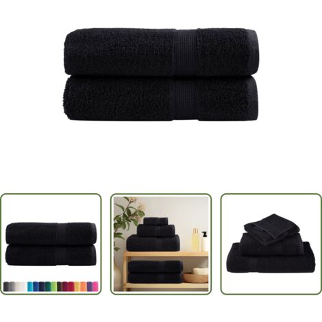 vidaXL Asciugamani da bagno premium -  Asciugamani da bagno Premium SOLUND 2 pz Nero 100x150 cm 600 g/m²