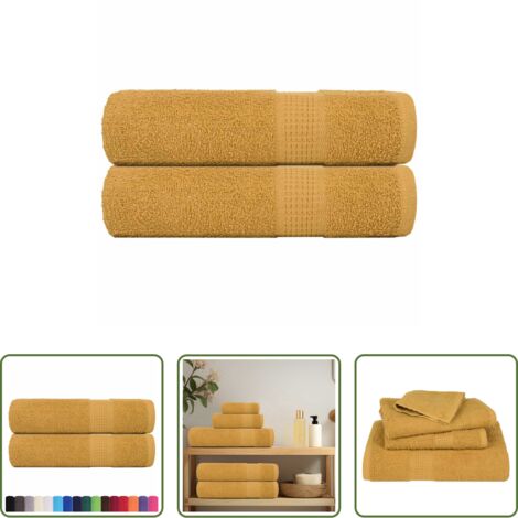 vidaXL Asciugamani da doccia lavabili -  Asciugamani da doccia FROGN 2 pz Oro 70x140 cm 360 g/m²