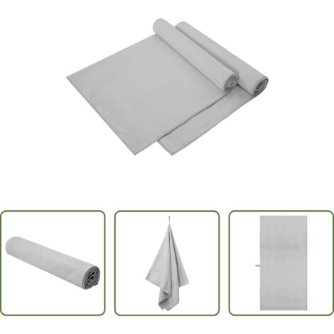 vidaXL Asciugamani da esterno -  Asciugamani Sportivi 2 pcs Grigio 140 x 70 cm