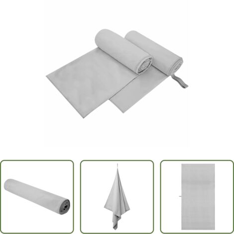 vidaXL Asciugamani da esterno -  Asciugamani Sportivi 2 pcs Grigio 200 x 100 cm