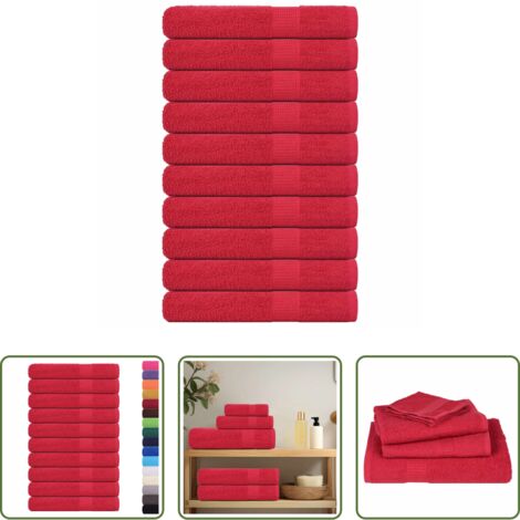 vidaXL Asciugamani da sauna - Asciugamani per sauna FROGN 10 pezzi Rosso 80x200 cm 360 g/m²