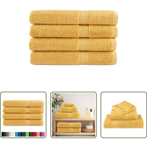 vidaXL Asciugamani da sauna cotone -  Asciugamani da sauna premium SOLUND 4 pezzi Oro 80x200 cm 600 g/m²