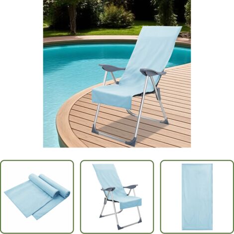 vidaXL Asciugamani da terrazza -  Asciugamani per Sedia Outdoor 2 pcs Blu 130 x 60 cm
