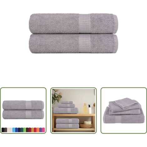 vidaXL Asciugamani grigi -  Asciugamani FROGN 2 pz Grigio 50x100 cm 360 g/m²