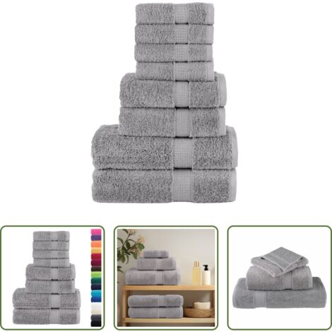 vidaXL Asciugamani grigi -  Set ASciugamani SOLUND 8 pz Grigio 600 gsm