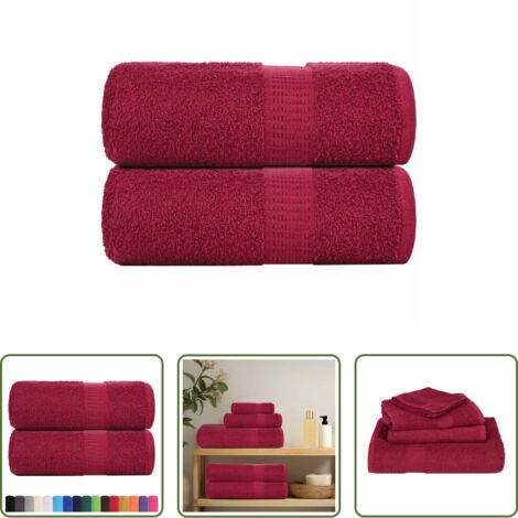 vidaXL Asciugamani in cotone -  Asciugamani per ospiti FROGN 2 pz Bordeaux 30x50 cm 360 g/m²
