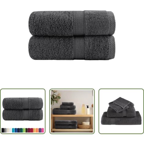 vidaXL Asciugamani in cotone -  Asciugamani per ospiti Premium SOLUND 2 pz Antracite 30x50 cm 600 g/m²