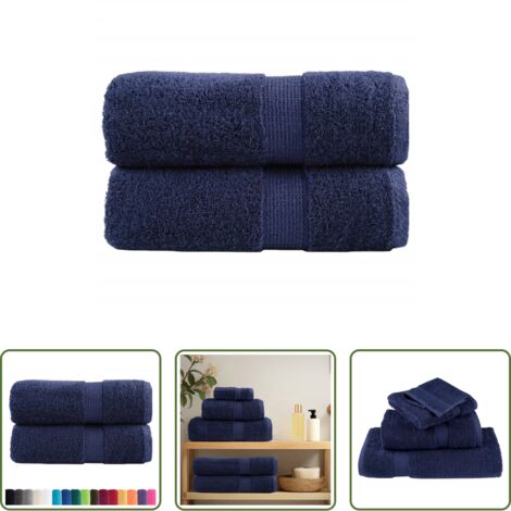 vidaXL Asciugamani in cotone -  Asciugamani per ospiti Premium SOLUND 2 pz Blu navy 30x50 cm 600 g/m²