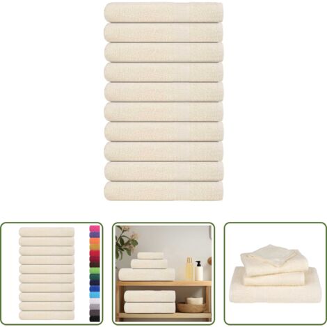 vidaXL Asciugamani in cotone - Asciugamani per sauna FROGN 10 pezzi Crema 80x200 cm 360 g/m²