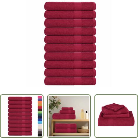 vidaXL Asciugamani in cotone -  Asciugamani per sauna FROGN 10 pz Bordeaux 80x200 cm 360 g/m²