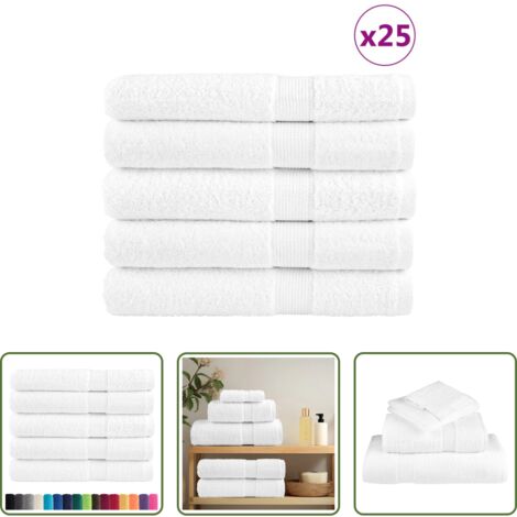 vidaXL Asciugamani in cotone - Asciugamani per sauna Premium SOLUND 50 pz Bianco 80x200 cm 600 g/m²