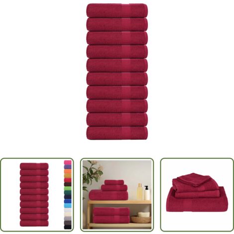 vidaXL Asciugamani morbidi -  Asciugamani FROGN 10 pz Bordeaux 50x100 cm 360 g/m²