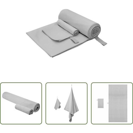 vidaXL Asciugamani per casa -  Set di Asciugamani Sportivi 2 pcs Grigio Tessuto