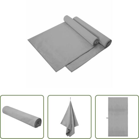 vidaXL Asciugamani per esterno -  Asciugamani Sportivi 2 pcs Grigio scuro 140 x 70 cm