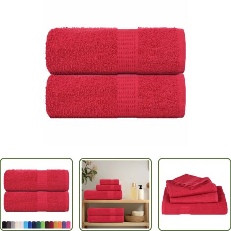 vidaXL Asciugamani per il viso -  Asciugamani per ospiti FROGN 2 pz Rosso 30x50 cm 360 g/m²