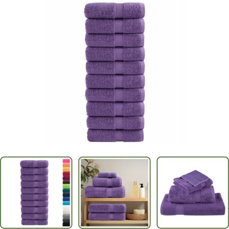 vidaXL Asciugamani per il viso -  Asciugamani per Ospiti SOLUND 10 pz Viola 30x50cm 600 g/m²