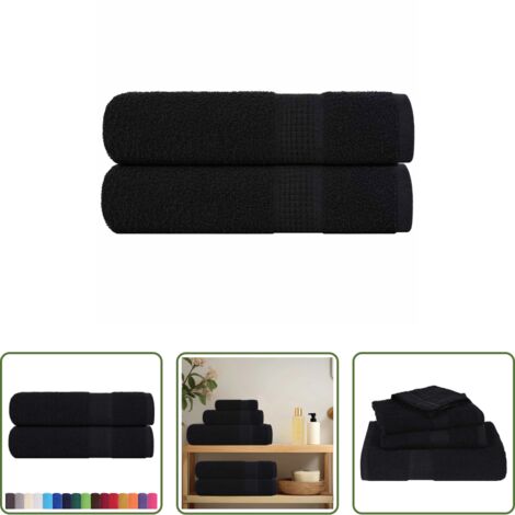 vidaXL Asciugamani per la casa -  Asciugamani FROGN 2 pz Nero 50x100 cm 360 g/m²