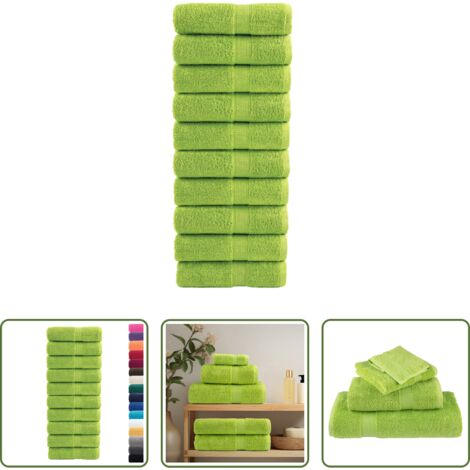 vidaXL Asciugamani per le mani -  Asciugamani Premium SOLUND 10 pz Verde Mela 30x30 cm 600 g/m²