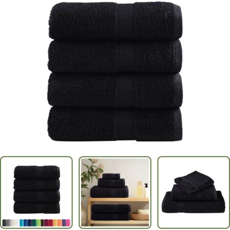vidaXL Asciugamani per le mani -  Asciugamani Premium SOLUND 4 pz Nero 30x30 cm 600 g/m²