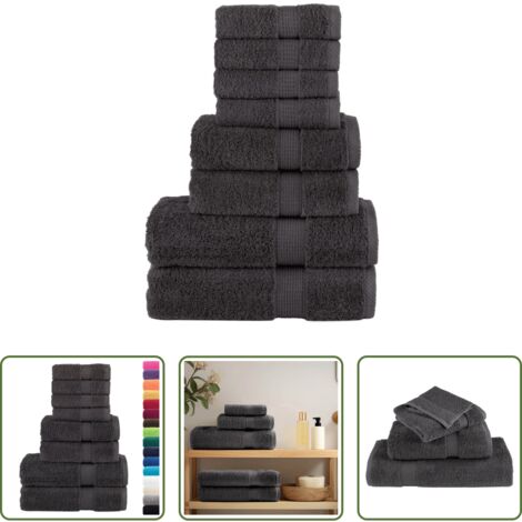 vidaXL Asciugamani per ospiti -  Set ASciugamani SOLUND 8 pz Antracite 600 gsm