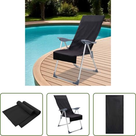 vidaXL Asciugamani per terrazza -  Asciugamani per Sedia Outdoor 2 pcs Nero 130 x 60 cm