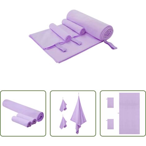 vidaXL Asciugamani poliammide -  Set di Asciugamani Sportivi 3 pcs Viola Poliestere e poliammide