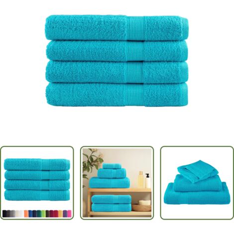vidaXL Asciugamani turchese -  Asciugamani Premium SOLUND 4pz Turchese 100x200cm 600 g/m²