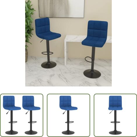 vidaXL Asiento ajustable -  Taburetes de cocina 2 unidades tela azul