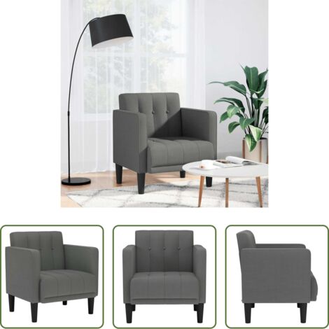 vidaXL Asiento cómodo - Sillón con reposabrazos de tela gris oscuro 53 cm