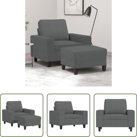 vidaXL Asiento cómodo -  Sillón con taburete tela gris oscuro 60 cm