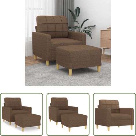 vidaXL Asiento cómodo -  Sillón con taburete tela marrón 60 cm