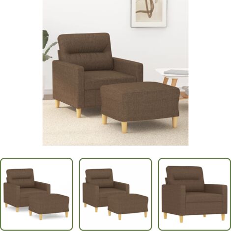 vidaXL Asiento cómodo -  Sillón con taburete tela marrón 60 cm