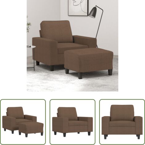 vidaXL Asiento cómodo -  Sillón con taburete tela marrón 60 cm