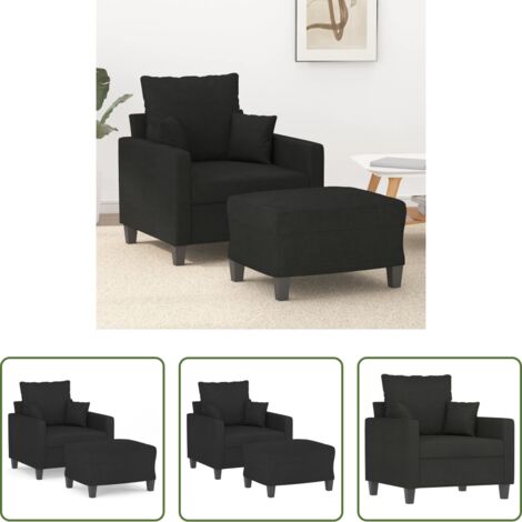 vidaXL Asiento cómodo -  Sillón con taburete tela negro 60 cm