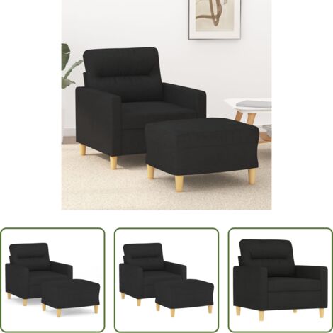 vidaXL Asiento cómodo -  Sillón con taburete tela negro 60 cm