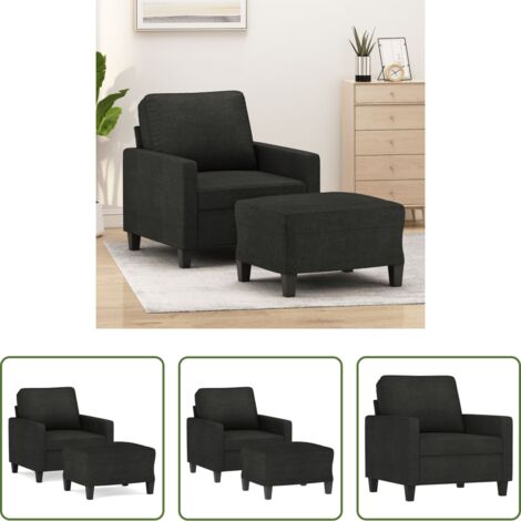 vidaXL Asiento cómodo -  Sillón con taburete tela negro 60 cm