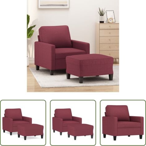 vidaXL Asiento cómodo -  Sillón con taburete tela rojo tinto 60 cm