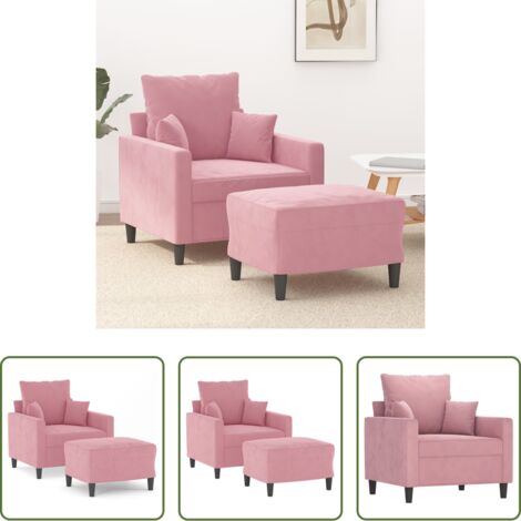 vidaXL Asiento cómodo -  Sillón con taburete terciopelo rosa 60 cm