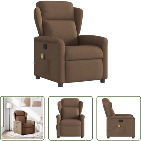 vidaXL Asiento cómodo -  Sillón reclinable con masaje de tela marrón