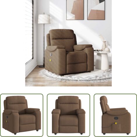 vidaXL Asiento cómodo -  Sillón reclinable con masaje de tela marrón