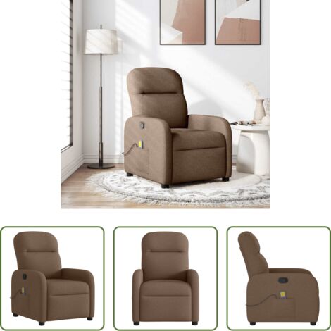vidaXL Asiento cómodo -  Sillón reclinable con masaje de tela marrón