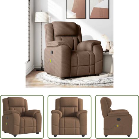 vidaXL Asiento cómodo -  Sillón reclinable con masaje de tela marrón