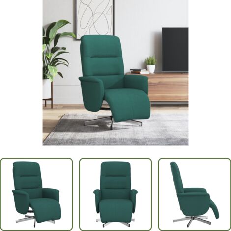 vidaXL Asiento cómodo -  Sillón reclinable con reposapiés tela verde oscuro