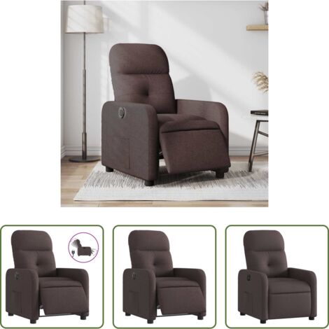 vidaXL Asiento cómodo -  Sillón reclinable eléctrico tela marrón oscuro