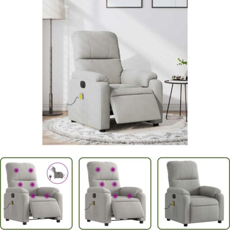 vidaXL Asiento cómodo -  Sillón reclinable masaje eléctrico tela microfibra gris claro