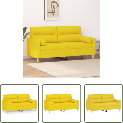 vidaXL Asiento cómodo -  Sofá de 2 plazas con cojines tela amarillo claro 140 cm