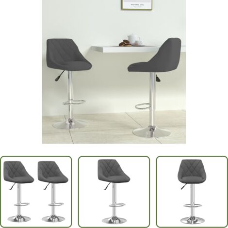 vidaXL Asiento de bar -  Taburete de cocina 2 unidades de terciopelo gris oscuro