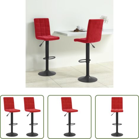 vidaXL Asiento de bar -  Taburetes de cocina 2 unidades terciopelo rojo vino tinto