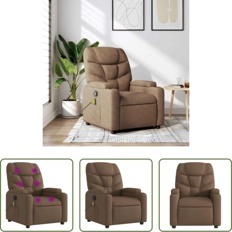 vidaXL Asiento ergonómico -  Sillón reclinable con masaje de tela marrón